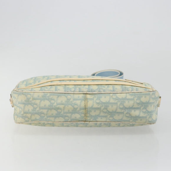 Christian Dior Trotter Canvas Shoulder Bag PVC Light Blue Silver Auth 183605