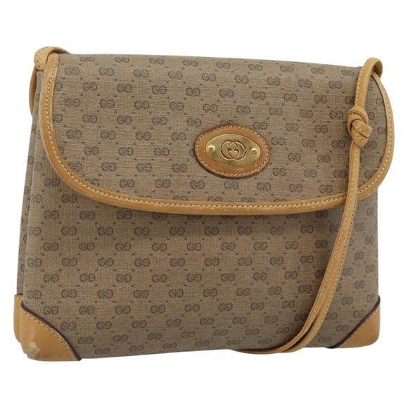 GUCCI Micro GG Supreme Shoulder Bag PVC Beige Gold 007 105 5548 Auth 183620
