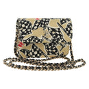 CHANEL Chain Shoulder Pouch Mini Matelasse Satin Beige Gold CC Auth 183621M-1