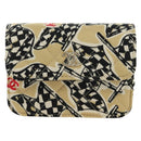 CHANEL Chain Shoulder Pouch Mini Matelasse Satin Beige Gold CC Auth 183621M-13
