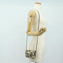 CHANEL Chain Shoulder Pouch Mini Matelasse Satin Beige Gold CC Auth 183621M-21