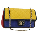 CHANEL Mini Matelasse 26 Chain Bag Lamb Skin Multicolor Gold CC Auth 183624SM-1