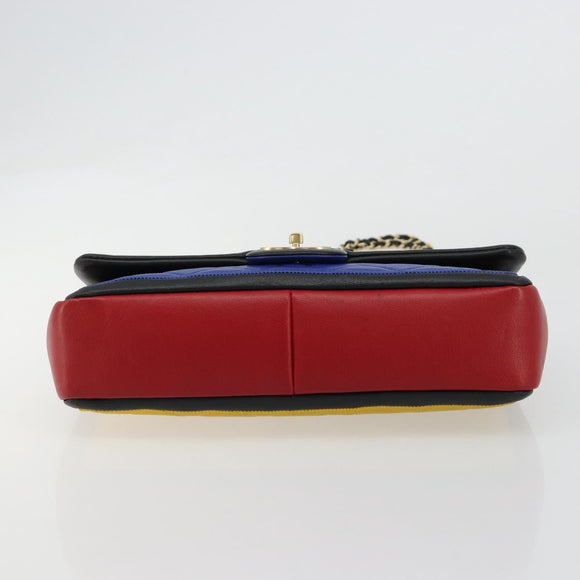 CHANEL Mini Matelasse 26 Chain Bag Lamb Skin Multicolor Gold CC Auth 183624SM