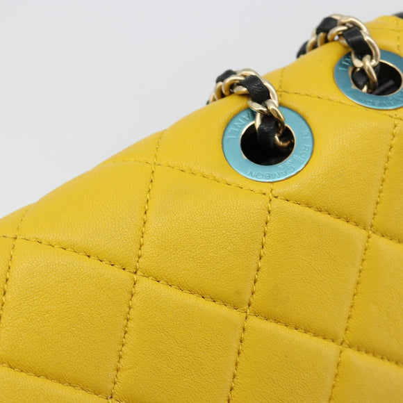 CHANEL Mini Matelasse 26 Chain Bag Lamb Skin Multicolor Gold CC Auth 183624SM