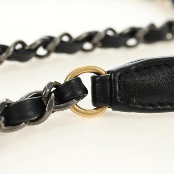 CHANEL Mini Matelasse 17 Kettingtas Lamsleer Zwart Goud CC Auth 183626SM