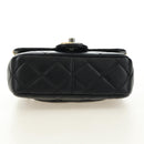 CHANEL Mini Matelasse 17 Kettingtas Lamsleer Zwart Goud CC Auth 183626SM-12