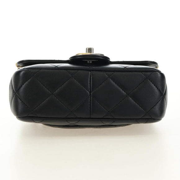 CHANEL Mini Matelasse 17 Kettingtas Lamsleer Zwart Goud CC Auth 183626SM