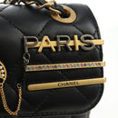 CHANEL Mini Matelasse 17 Kettingtas Lamsleer Zwart Goud CC Auth 183626SM-17