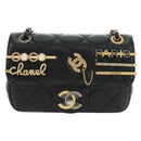 CHANEL Mini Matelasse 17 Kettingtas Lamsleer Zwart Goud CC Auth 183626SM-2