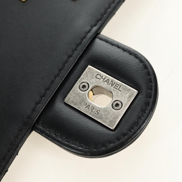CHANEL Mini Matelasse 17 Kettingtas Lamsleer Zwart Goud CC Auth 183626SM