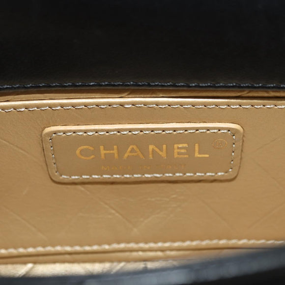 CHANEL Mini Matelasse 17 Kettingtas Lamsleer Zwart Goud CC Auth 183626SM