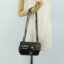 CHANEL Mini Matelasse 17 Kettingtas Lamsleer Zwart Goud CC Auth 183626SM-28