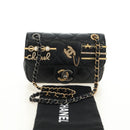 CHANEL Mini Matelasse 17 Kettingtas Lamsleer Zwart Goud CC Auth 183626SM-29