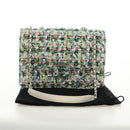 CHANEL Matelasse Chain Shoulder Bag Tweed Multicolor Silver CC Auth 183627SM-12
