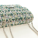 CHANEL Matelasse Chain Shoulder Bag Tweed Multicolor Silver CC Auth 183627SM-14