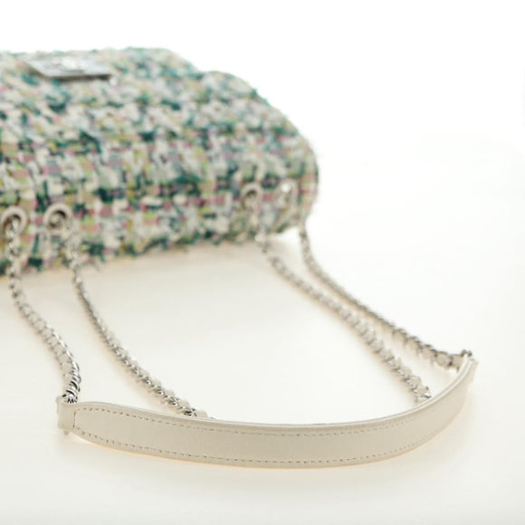 CHANEL Matelasse Chain Shoulder Bag Tweed Multicolor Silver CC Auth 183627SM