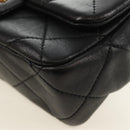CHANEL Mini Matelasse 19 Chain Bag Lamb Skin 2way Black Gold CC Auth 183629SM-17