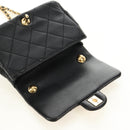 CHANEL Mini Matelasse 19 Chain Bag Lamb Skin 2way Black Gold CC Auth 183629SM-10