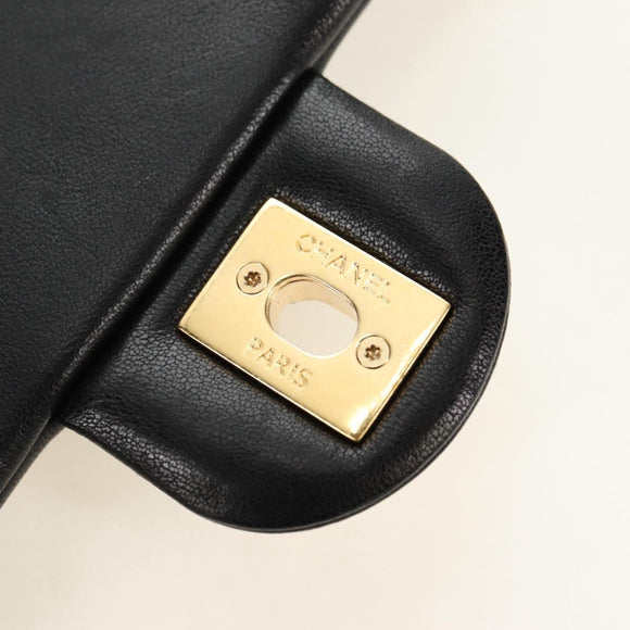 CHANEL Mini Matelasse 19 Chain Bag Lamb Skin 2way Black Gold CC Auth 183629SM