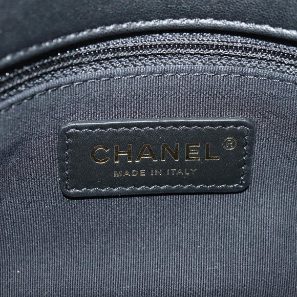 CHANEL Mini Matelasse 19 Chain Bag Lamb Skin 2way Black Gold CC Auth 183629SM