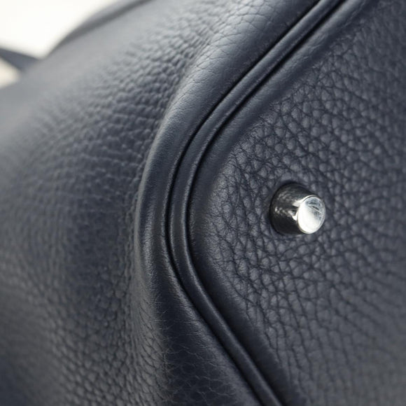 HERMES Picotan lock Bag Taurillon Clemence Leather Navy Silver Auth 183630SAM