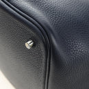HERMES Picotan lock Bag Taurillon Clemence Leather Navy Silver Auth 183630SAM-16