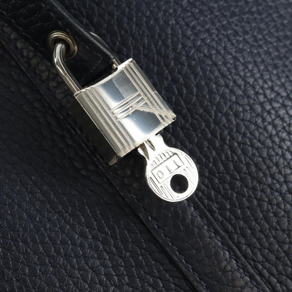 HERMES Picotan lock Bag Taurillon Clemence Leather Navy Silver Auth 183630SAM