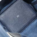 HERMES Picotan lock Bag Taurillon Clemence Leather Navy Silver Auth 183630SAM-11