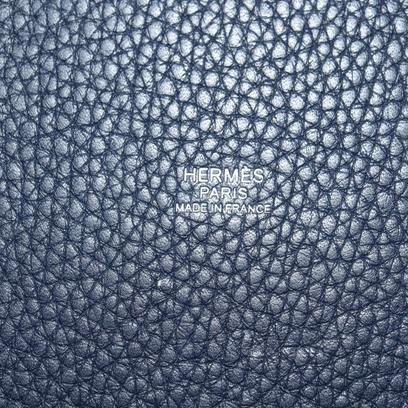 HERMES Picotan lock Bag Taurillon Clemence Leather Navy Silver Auth 183630SAM