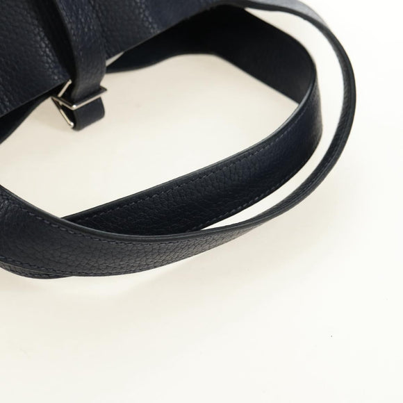 HERMES Picotan lock Bag Taurillon Clemence Leather Navy Silver Auth 183630SAM