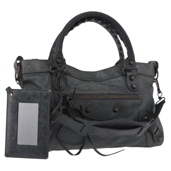 BALENCIAGA The First Hand Bag Leather 2way Green 103208 Auth 183631V