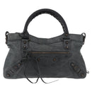 BALENCIAGA The First Hand Bag Leather 2way Green 103208 Auth 183631V-2