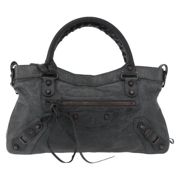 BALENCIAGA The First Hand Bag Leather 2way Green 103208 Auth 183631V