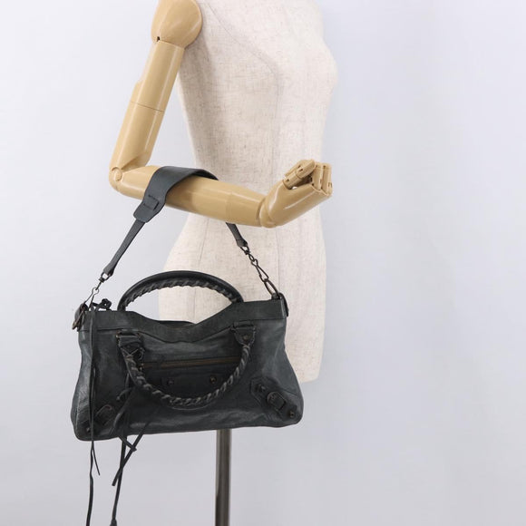 BALENCIAGA The First Hand Bag Leather 2way Green 103208 Auth 183631V