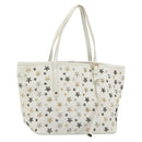 Jimmy Choo Tote Bag Leather White Gold Silver Auth 183632A-1