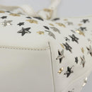 Jimmy Choo Tote Bag Leather White Gold Silver Auth 183632A-14