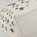 Jimmy Choo Tote Bag Leather White Gold Silver Auth 183632A-15