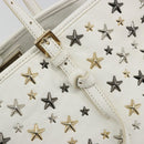 Jimmy Choo Tote Bag Leather White Gold Silver Auth 183632A-17