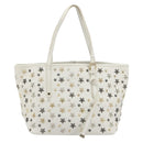 Jimmy Choo Tote Bag Leather White Gold Silver Auth 183632A-13