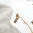 Jimmy Choo Tote Bag Leather White Gold Silver Auth 183632A-22