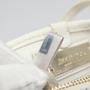 Jimmy Choo Tote Bag Leather White Gold Silver Auth 183632A-11