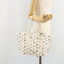 Jimmy Choo Tote Bag Leather White Gold Silver Auth 183632A-24