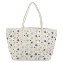 Jimmy Choo Tote Bag Leather White Gold Silver Auth 183632A-2