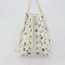 Jimmy Choo Tote Bag Leather White Gold Silver Auth 183632A-3