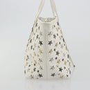 Jimmy Choo Tote Bag Leather White Gold Silver Auth 183632A-4