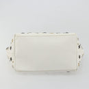Jimmy Choo Tote Bag Leather White Gold Silver Auth 183632A-5