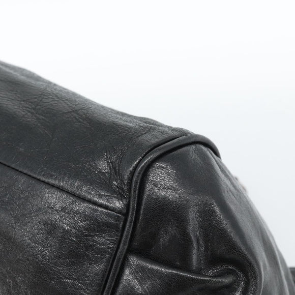 Chloe Etel Hand Bag Leather Black Gold Auth 183634