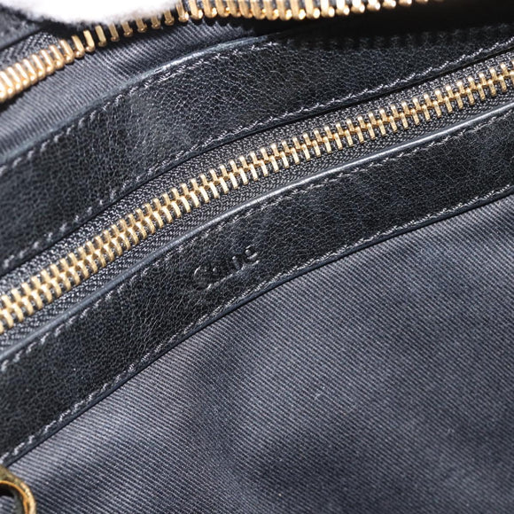 Chloe Etel Hand Bag Leather Black Gold Auth 183634