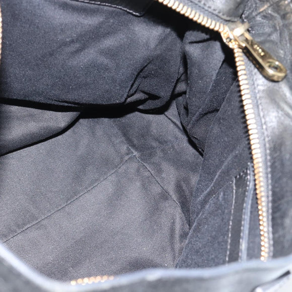 Chloe Etel Hand Bag Leather Black Gold Auth 183634