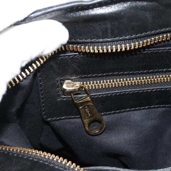 Chloe Etel Hand Bag Leather Black Gold Auth 183634